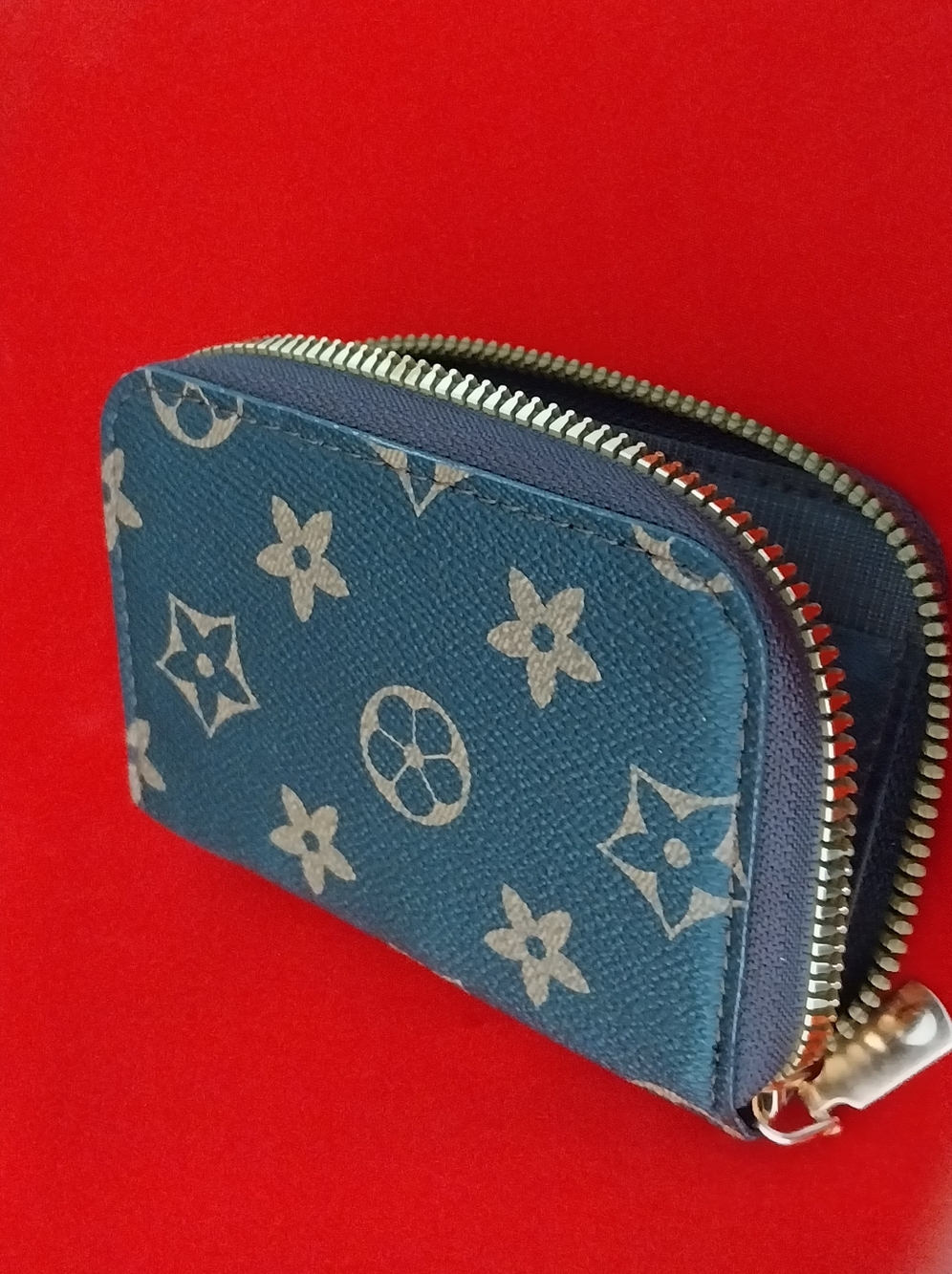Designer-Style Monogram Zip Coin Wallet - Picture 6 of 6